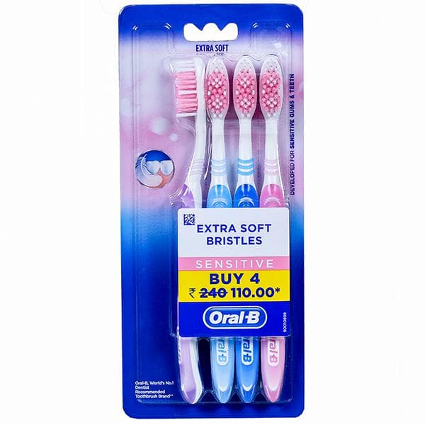 Oral B Sensitive Extra Soft Bristles Toothbrush Pack Of 4