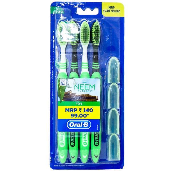 Oral B 123 with Neem Extract Soft Toothbrush Pack Of 4