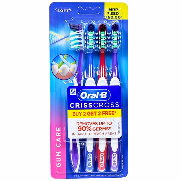 Oral B Gum Care Crisscross Soft Toothbrush (Buy 2 Get 2 Free) Pack Of 4