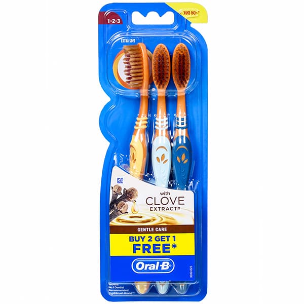 Oral B Gentle Care with Clove Extract Extra Soft Toothbrush (Buy 2 Get 1 Free) Pack Of 3