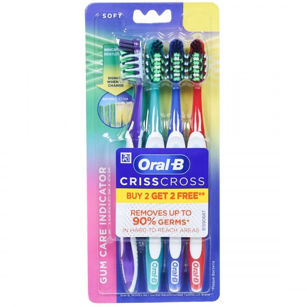 Oral B Gum Care Indicator Crisscross Soft Toothbrush (Buy 2 Get 2 Free) Pack Of 4