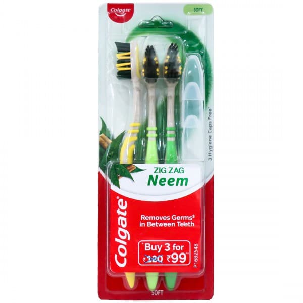 Colgate Zigzag Neem Soft Toothbrush Pack Of 3