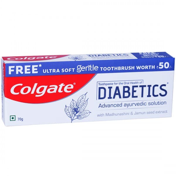 Colgate Diabetics Advanced Ayurvedic Solution Toothpaste (Free Colgate Ultra Soft Gentle Toothbrush) 70 g