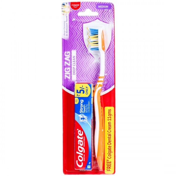 Colgate Zigzag Deep Clean Medium Toothbrush (Free Colgate Dental Cream 11 g)
