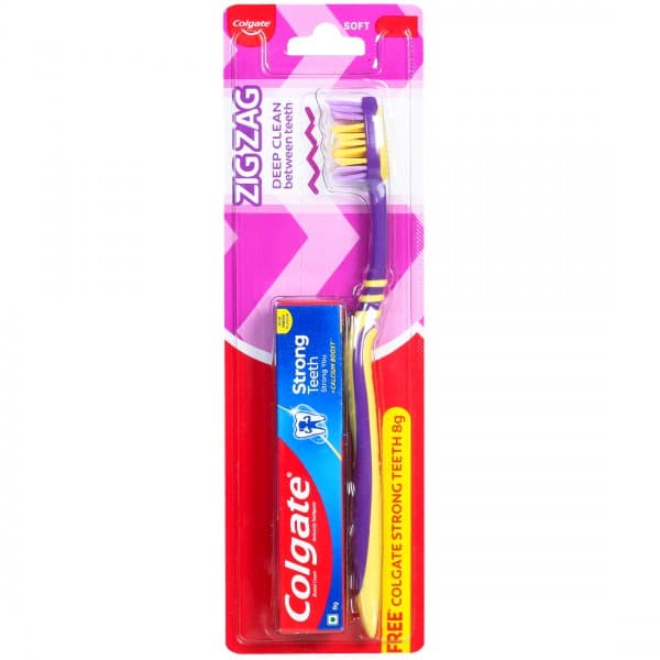 Colgate Zigzag Deep Clean Soft Toothbrush (Free Colgate Strong Teeth Toothpaste 8 g)