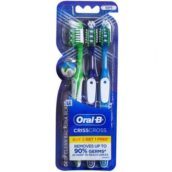 Oral B CrissCross Deep Clean Bacteria Blast Soft Toothbrush (Buy 2 Get 1 Free) Pack Of 3