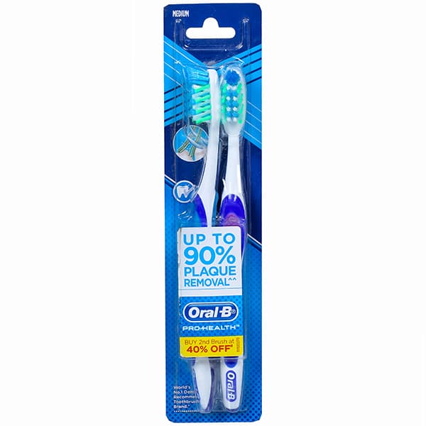 Oral B Pro Health Plaque Removal MediumToothbrush Pack Of 2