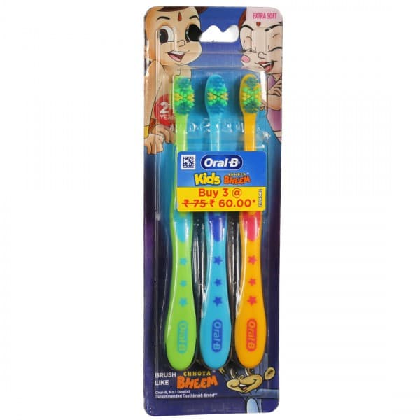 Oral B Kids Chhota Bheem 2+ Years Extra Soft Toothbrush (Rs. 15 Off) Pack Of 3