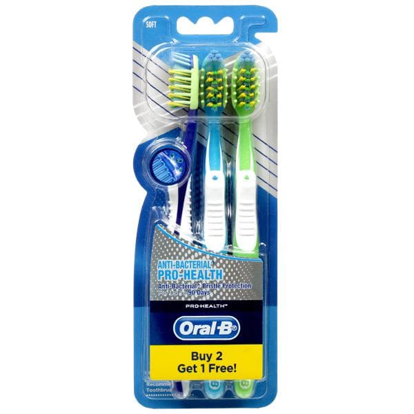 Oral B Pro Health Anti Bacterial Soft Toothbrush (Buy 2 Get 1 Free) Pack Of 3