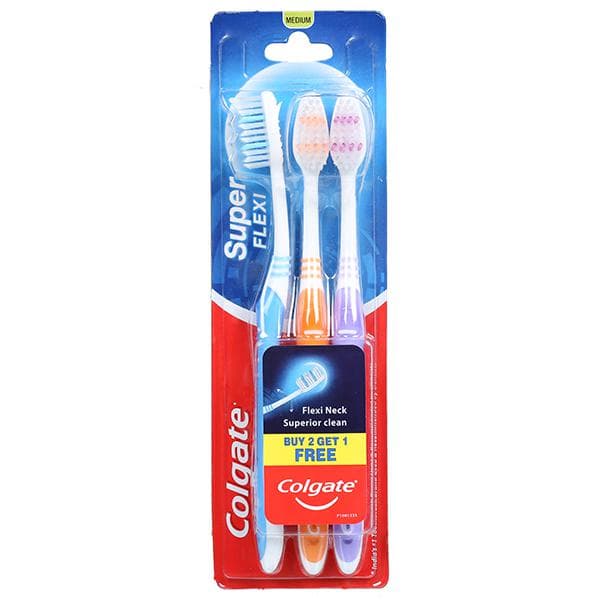 Colgate Super Flexi Medium Toothbrush (Buy 2 Get 1 Free) Pack Of 3