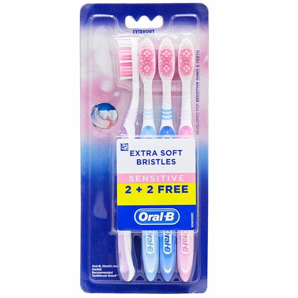 Oral B Sensitive Extra Soft Bristles Toothbrush (Buy 2 Get 2 Free) Pack Of 4