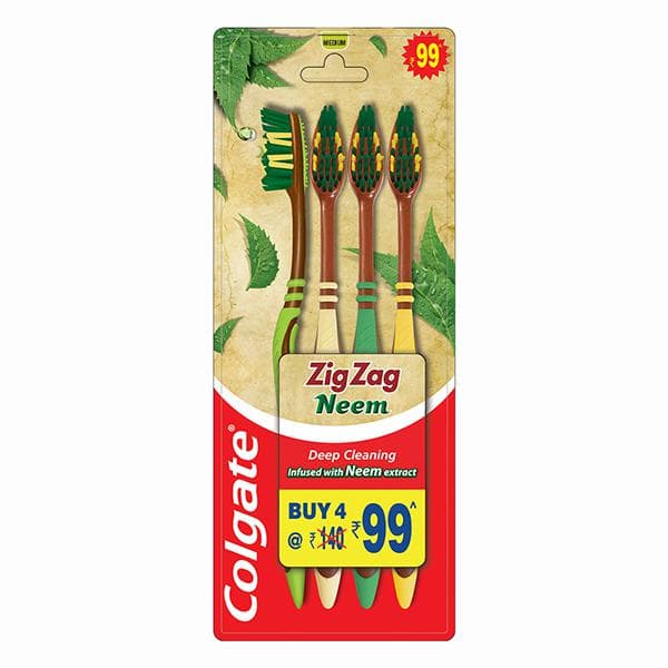 Colgate Zigzag Neem Medium Toothbrush Pack Of 4