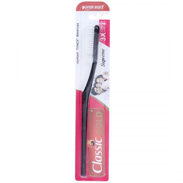 Classic Gold Supreme Super Soft Toothbrush With Anti-Bacterial Cap