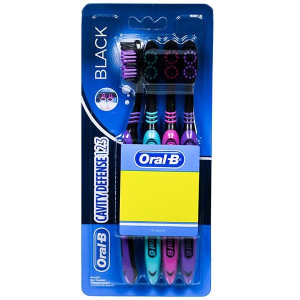 Oral B Cavity Defense 1.23 Black Medium Toothbrush Pack Of 4