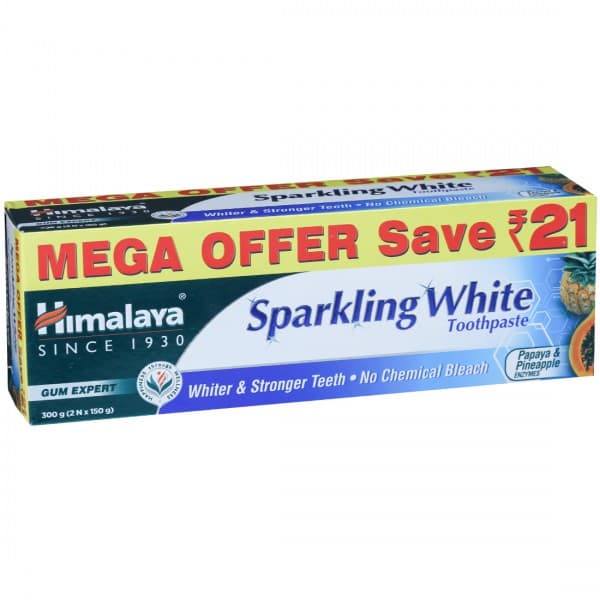 Himalaya Sparkling White Toothpaste (Mega Offer Save Rs. 21/-) 2 x 150 g