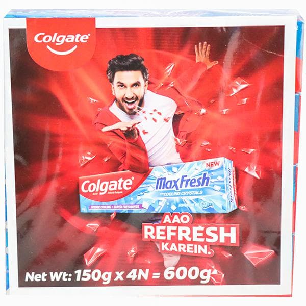 Colgate MaxFresh Anticavity Blue Gel Toothpaste,Pepermint Ice 4 x 150 g