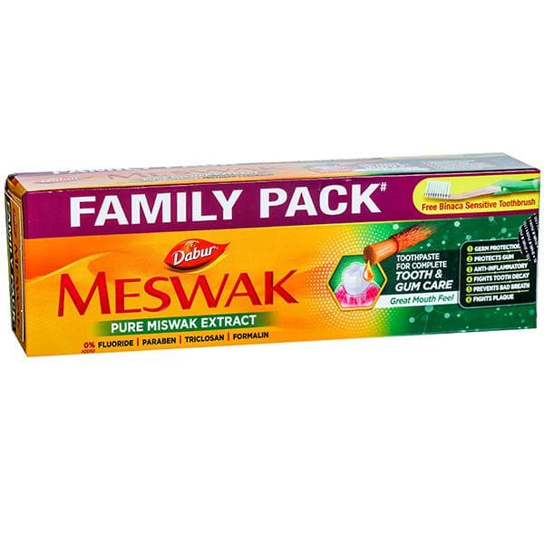Dabur Meswak Complete Tooth & Gum Care Toothpaste Family Pack (Buy 200 g &100 g Get Toothbrush Free) 300 g