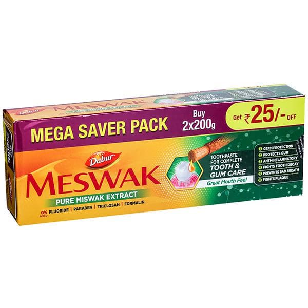 Dabur Meswak Complete Tooth & Gum Care Toothpaste (Mega Saver Pack Rs 25 Off) 2 x 200 g
