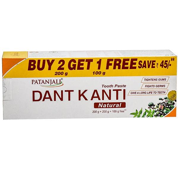 Patanjali Dant Kanti Natural Toothpaste (Buy 2 x 200 g Get 100 g Free & Save Rs 45) 500 g