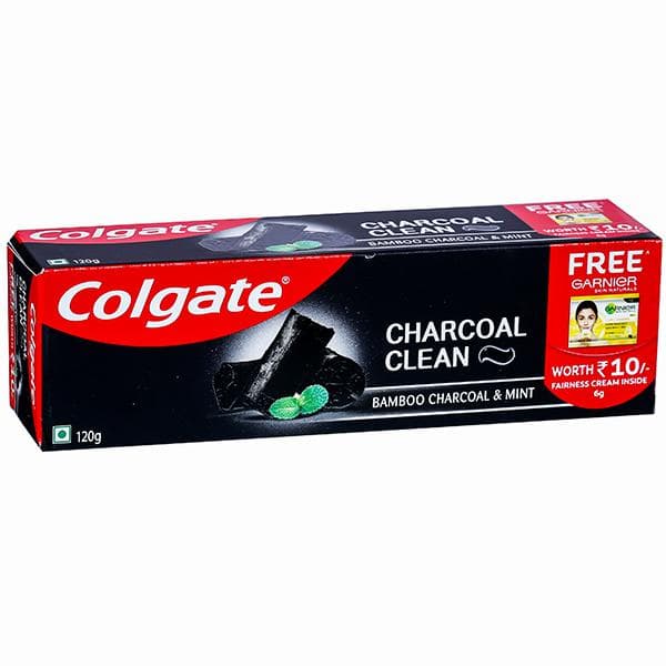 Colgate Charcoal Clean Bamboo Charcoal & Mint Toothpaste (Free Garnier Fairness Cream 6 g) 120 g
