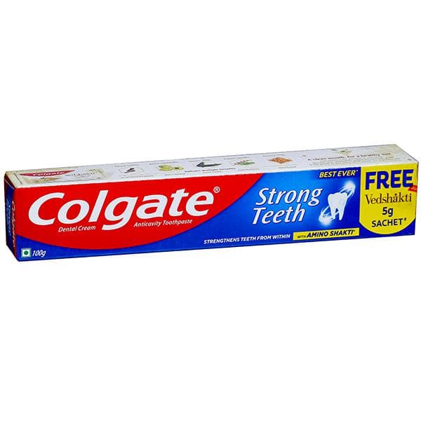 Colgate Strong Teeth Toothpaste (Free Vedshakti Toothpaste Sachet 5 g) 100 g