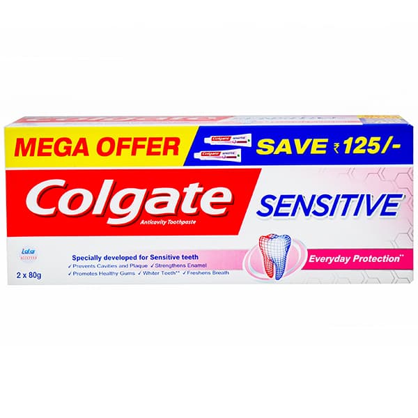 Colgate Sensitive Everyday Protection Anticavity Toothpaste (Mega Offer Save Rs 125) 2 x 80 g