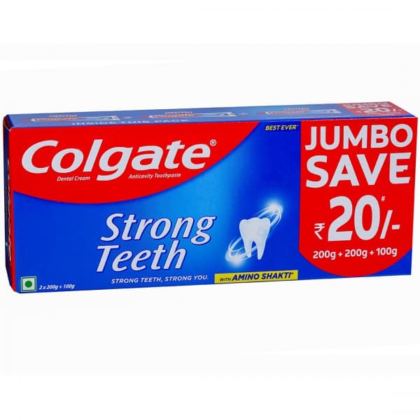 Colgate Strong Teeth Toothpaste (Jumbo Save Rs 20) (2 x 200 g + 100 g)