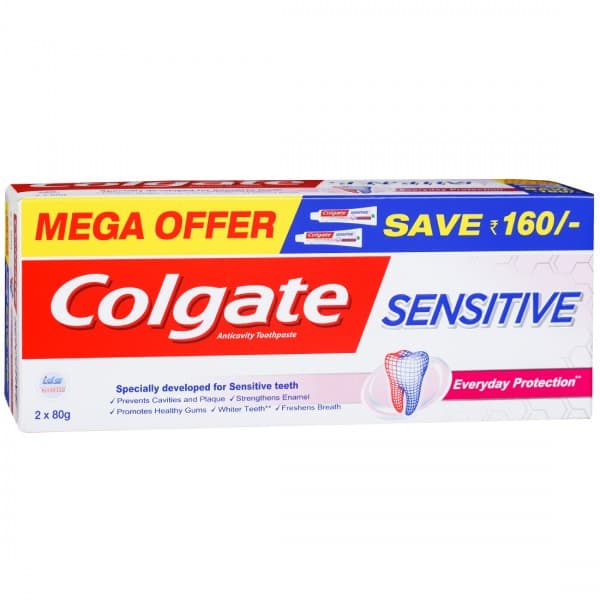 Colgate Sensitive Everyday Protection Anticavity Toothpaste (Mega Offer Save Rs 160) 2 x 80 g
