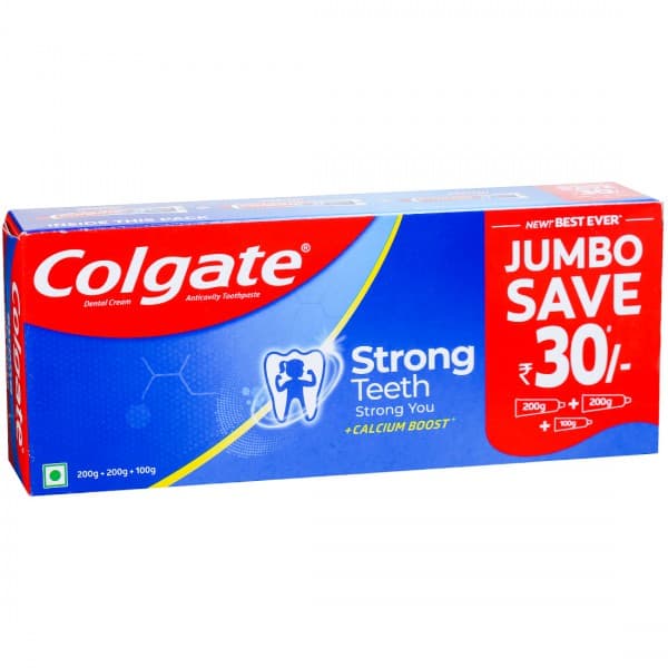 Colgate Strong Teeth Toothpaste (Jumbo Save Rs 30) (2 x 200 g + 100 g)