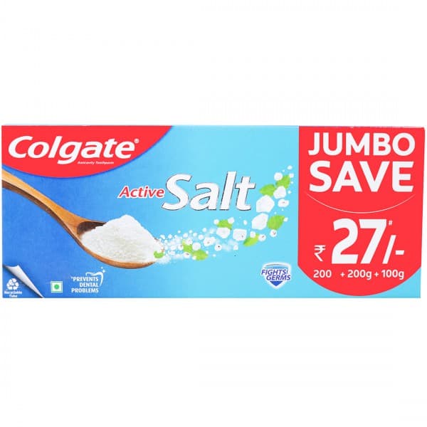 Colgate Active Salt Toothpaste 200g + 200g + 100g (Jumbo Save Rs 27) 500 g