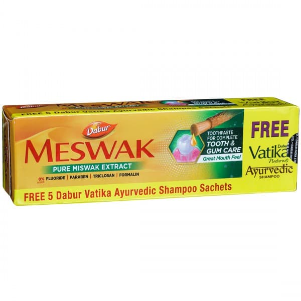 Dabur Meswak Complete Tooth & Gum Care Toothpaste (Free Dabur Vatika Shampoo Sachets 5 x 6.5 ml) 100 g