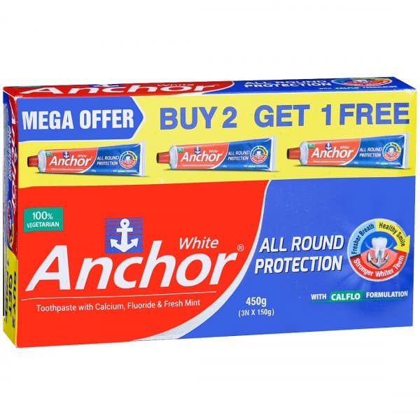 Anchor White All Round Protection Tooth Paste (Buy 2 Get 1 Free) 3 x 150 g