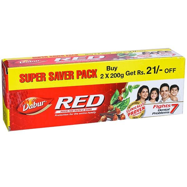Dabur Red Toothpaste (Super Saver Pack Get Rs.21/- Off) 2 x 200 g