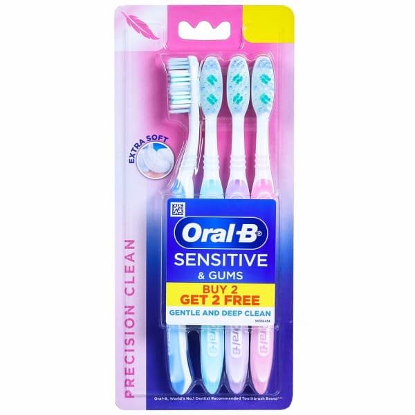 Oral B Sensitive & Gums Precision Clean Gentle and Deep Clean Extra Soft Toothbrush (Buy 2 Get2Free) Pack Of 4