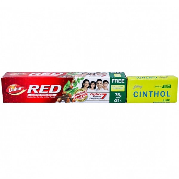 Dabur Red Toothpaste (Free Godrej Cinthol Lime Refrehing Deo Soap 75 g) 200 g