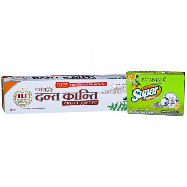 Patanjali Dant Kanti Natural Toothpaste (Free Patanjali Super Dishwash Bar 70 g) 100 g