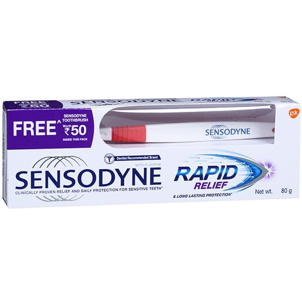 Sensodyne Rapid Relief Toothpaste (Free Sensodyne Toothbrush) 80 g