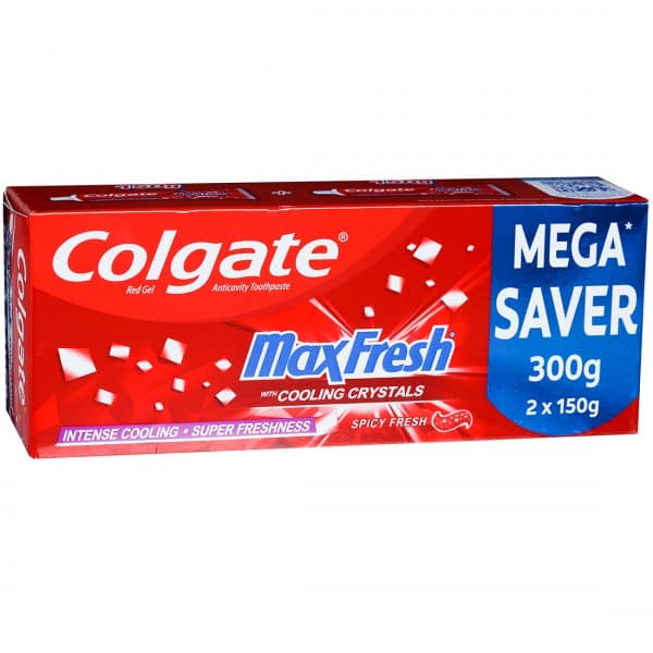 Colgate MaxFresh Anticavity Red Gel Toothpaste, Spicy Fresh 2 x 150 g