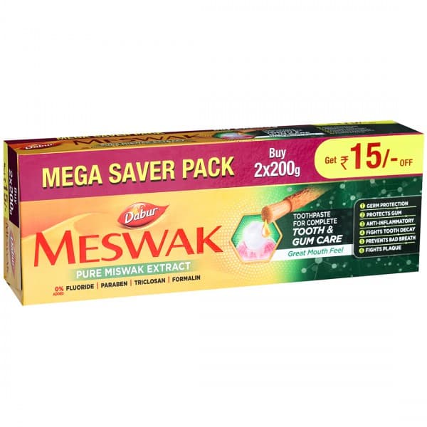 Dabur Meswak Complete Tooth & Gum Care Toothpaste (Mega Saver Pack Rs 15 Off) 2 x 200 g
