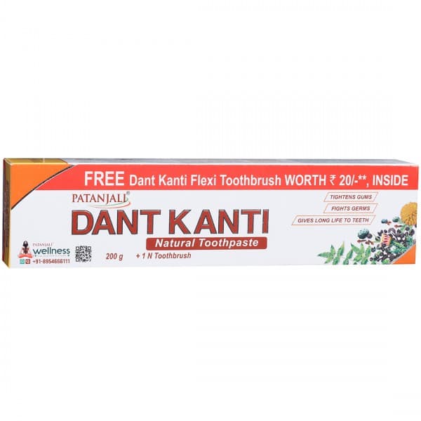 Patanjali Dant Kanti Natural Toothpaste (Free Toothbrush) 200 g