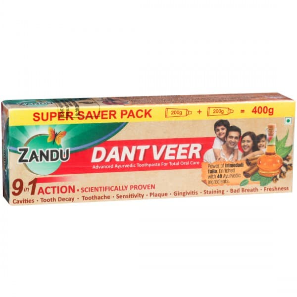 Zandu Dantveer Advanced Ayurvedic Toothpaste (200 + 200 g) 400 g