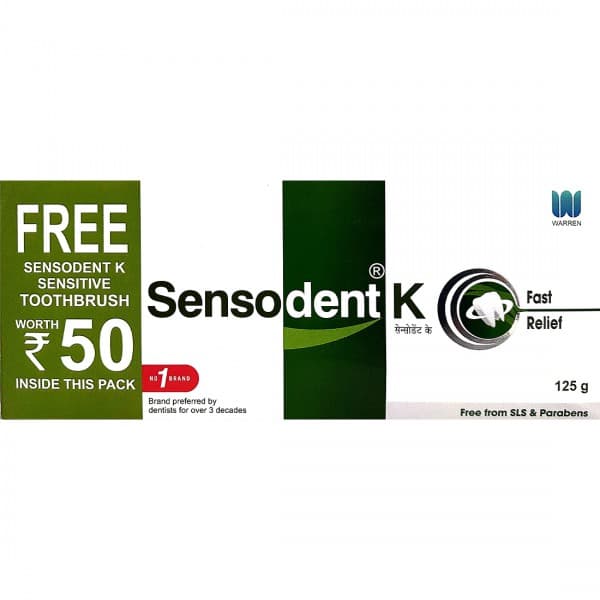 Sensodent K Fast Relief (Free Sensodent K Sensitive Toothbrush Worth Rs. 50) 125 g