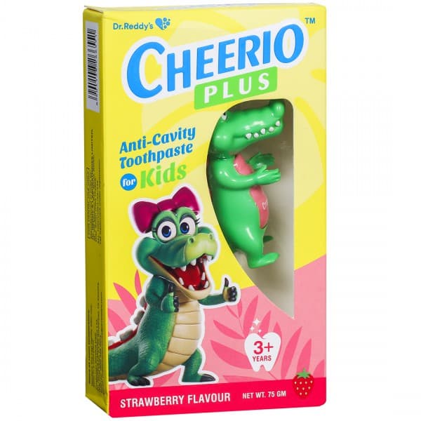 Cheerio Plus Sugar Free Strawberry Flavour Anti-Cavity Toothpaste For Kids 75 g