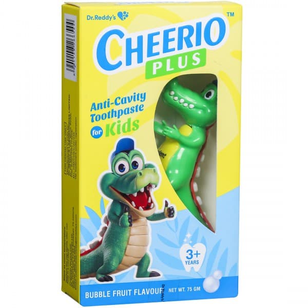 Cheerio Plus Sugar Free Bubble Fruit Flavour Anti-Cavity Toothpaste For Kids 75 g