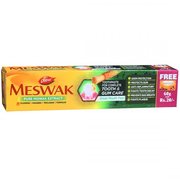 Dabur Meswak Toothpaste (Free Santoor Sandal & Turmeric Soap 60 g Worth Rs. 20) 200 g