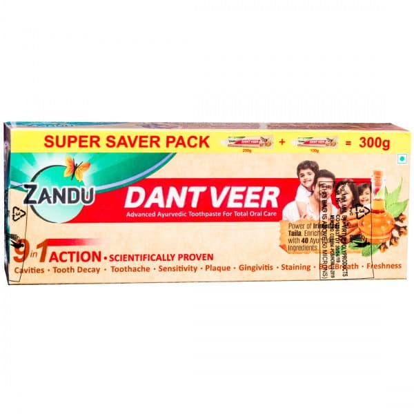 Zandu Dantveer Advanced Ayurvedic Toothpaste (Super Saver Pack) (200 + 100 g) 300 g
