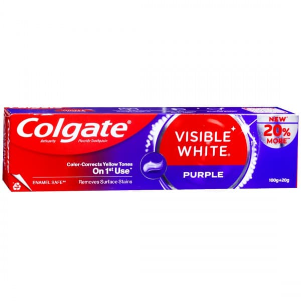 Colgate Visible White Purple Anticavity Fluoride Toothpaste (20% More) 100 g