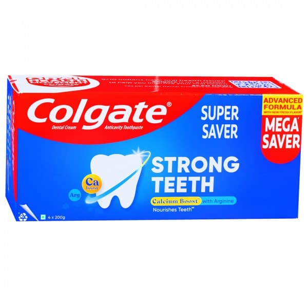 Colgate Strong Teeth Anticavity Toothpaste (Mega Saver) Pack Of 4 x 200 g