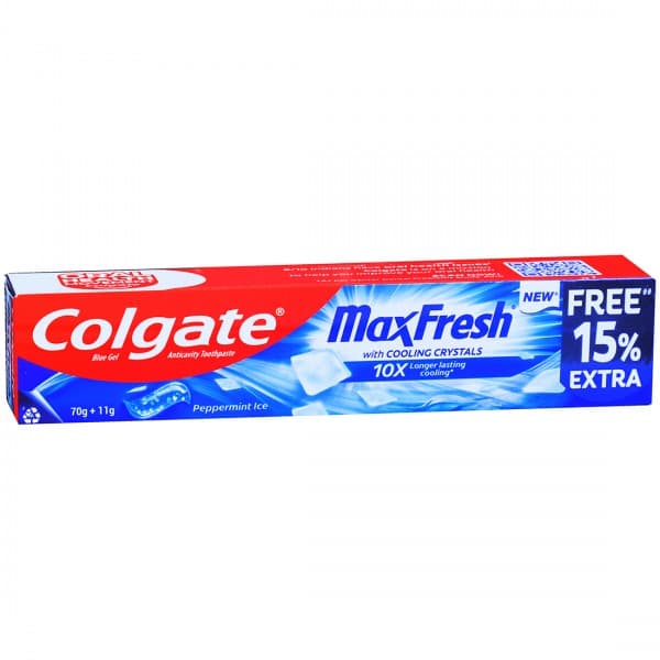 Colgate MaxFresh Anticavity Blue Gel Toothpaste Peppermint Ice (Free 15% Extra) 70 g
