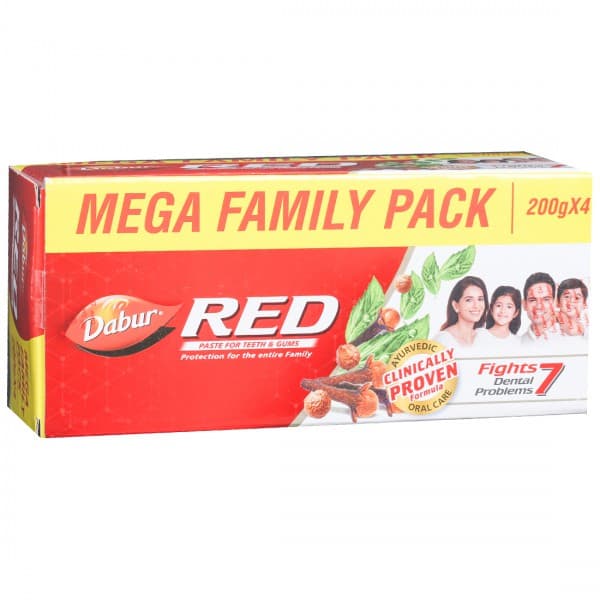 Dabur Red Toothpaste Mega Family Pack Pack Of 4 x 200 g